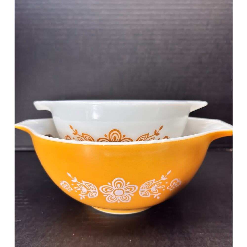 Vintage Pyrex Butterfly Gold Cinderella Mixing Bowl Set 441 442 Farmhouse Kitche